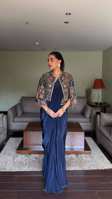 Festive Glow Designer Chinon Lehenga Saree Ensemble