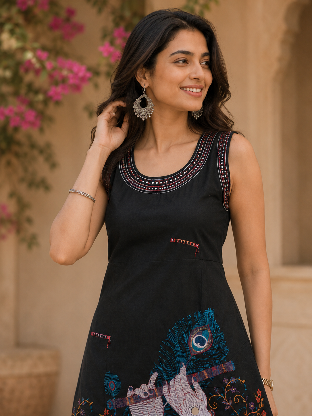 Peacock Grace Black Ethnic Co-Ord Set