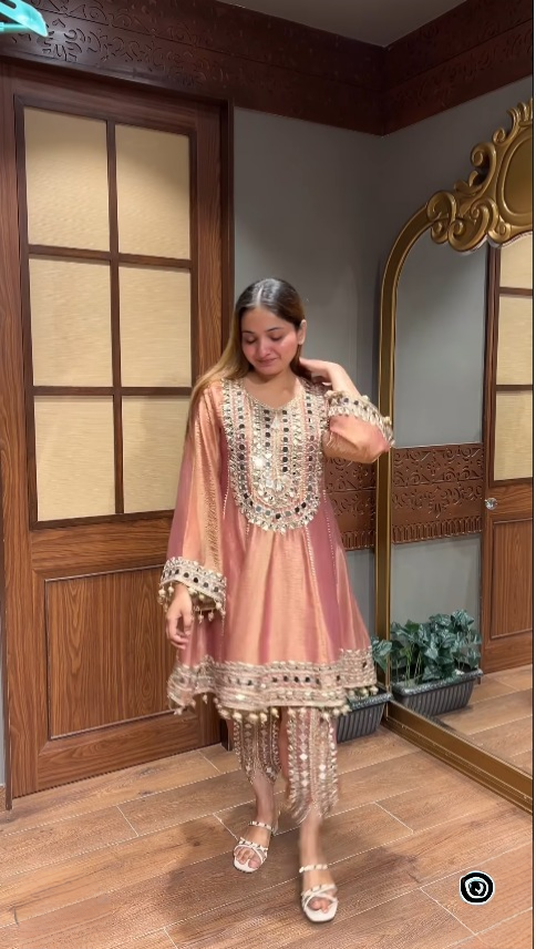 Royal Mirror Work Anarkali Set