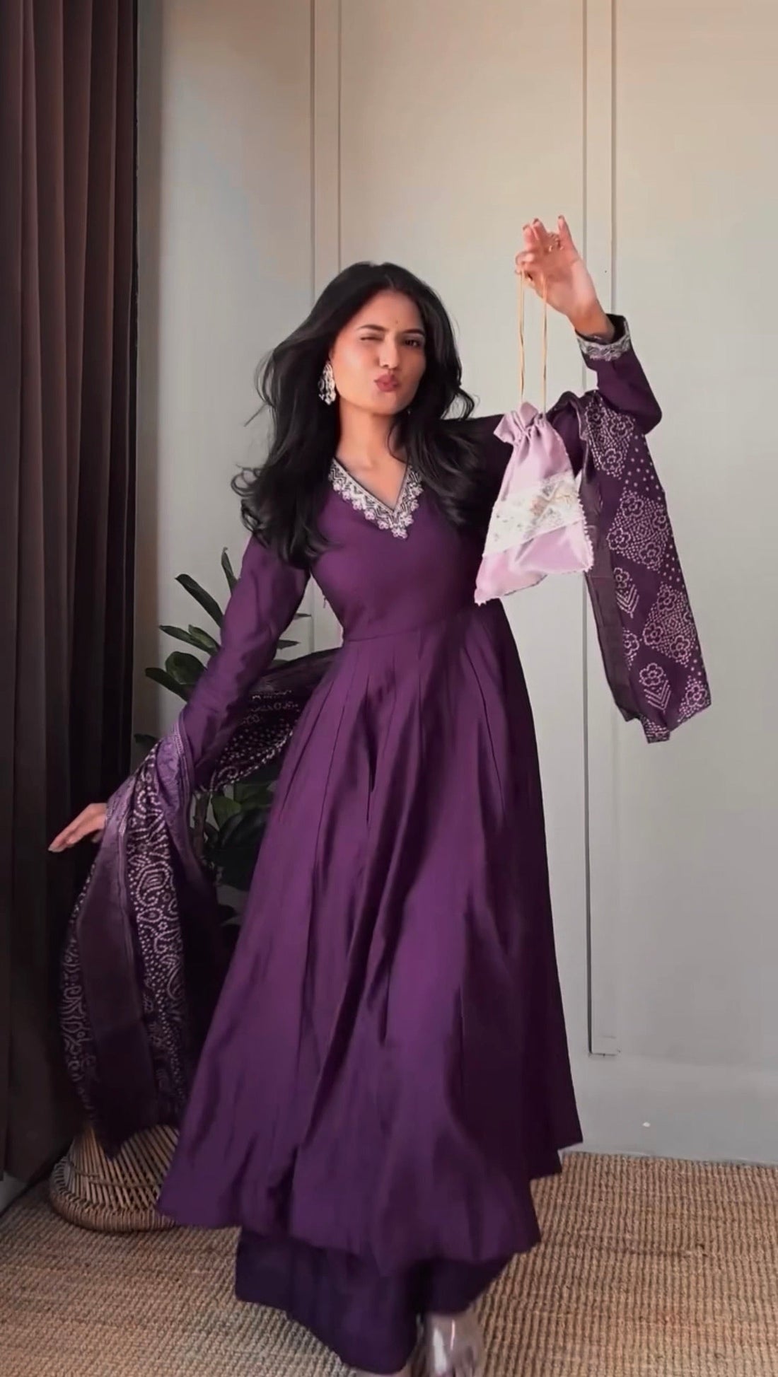 Designer Anarkali with Palazzo and Dupatta in Jalpari Silk