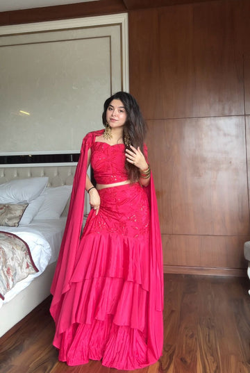 Wrapped in Regal Pink A Modern Take on Traditional Elegance Skirt-Set