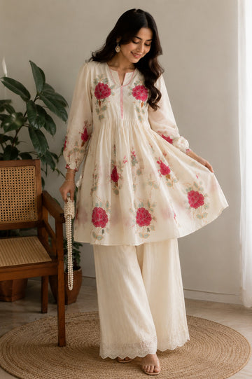 Lvory Floral Printed Kurta Palazzo Set