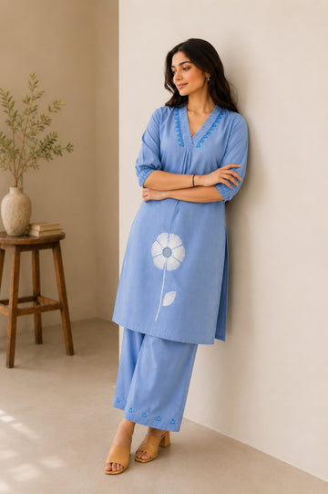 Premium Sky Blue Ethnic Co-Ord Set