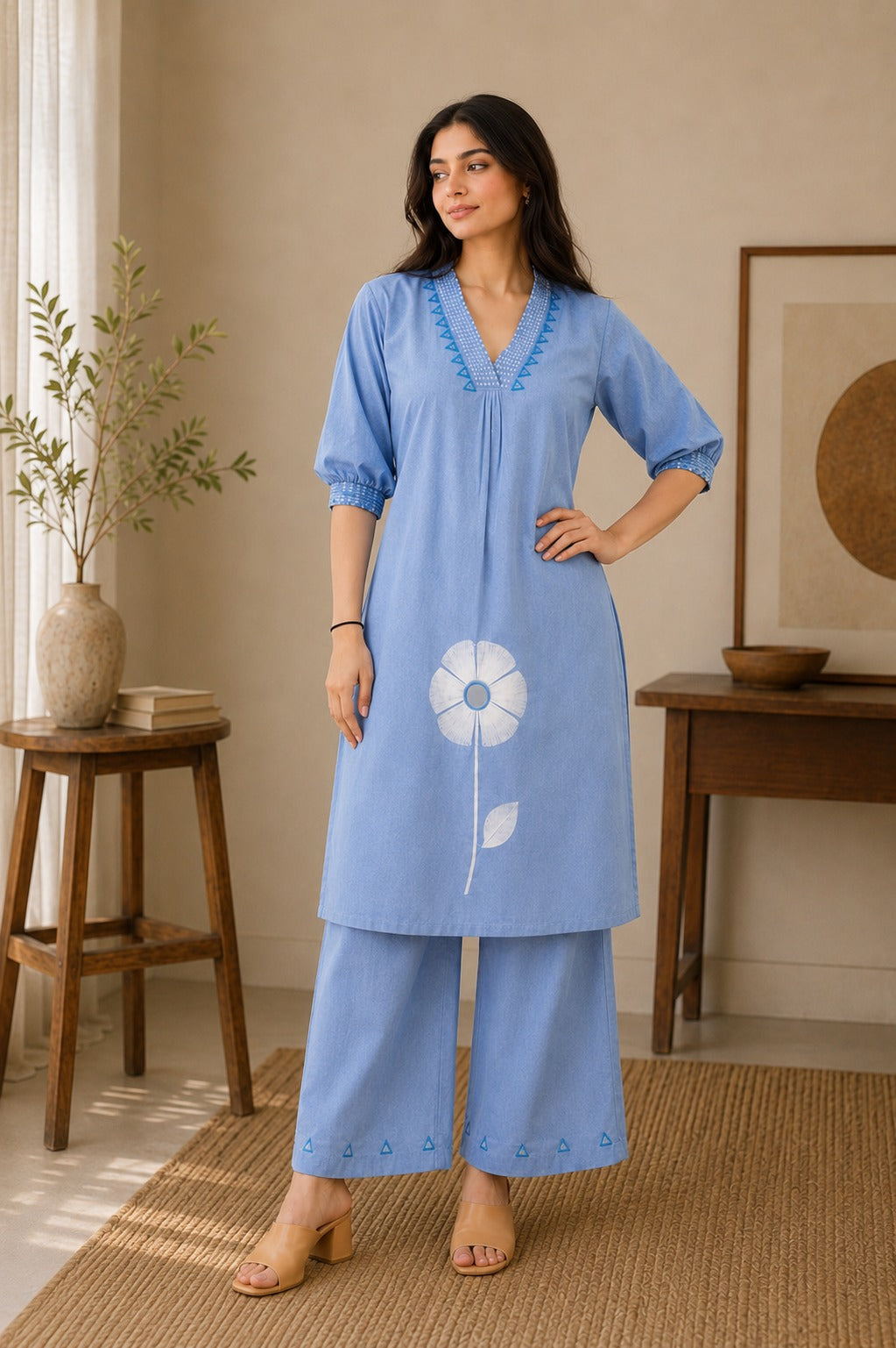Premium Sky Blue Ethnic Co-Ord Set