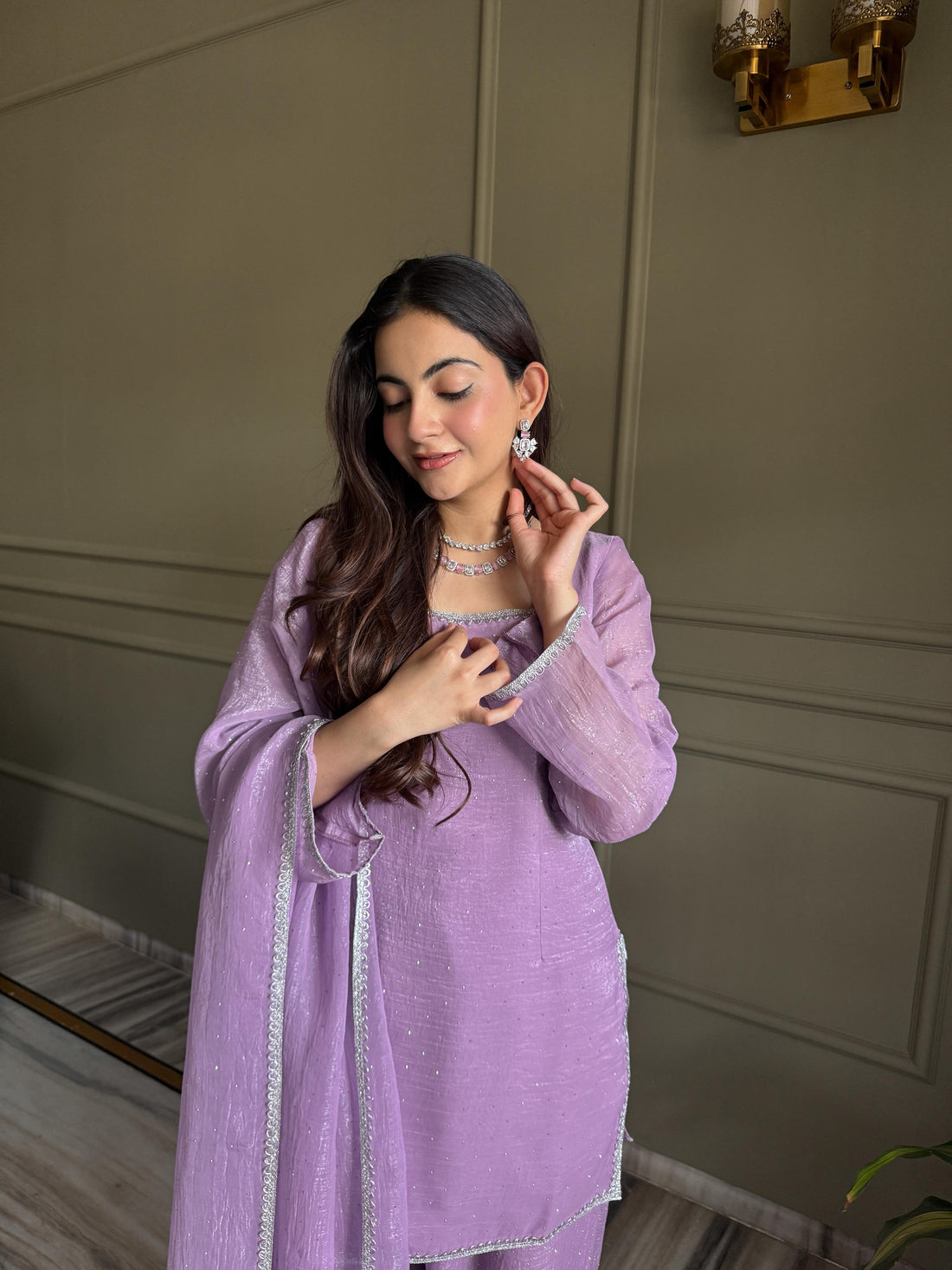 Pastel Festive Ethnic Suit for Women Kurta Palazzo Set