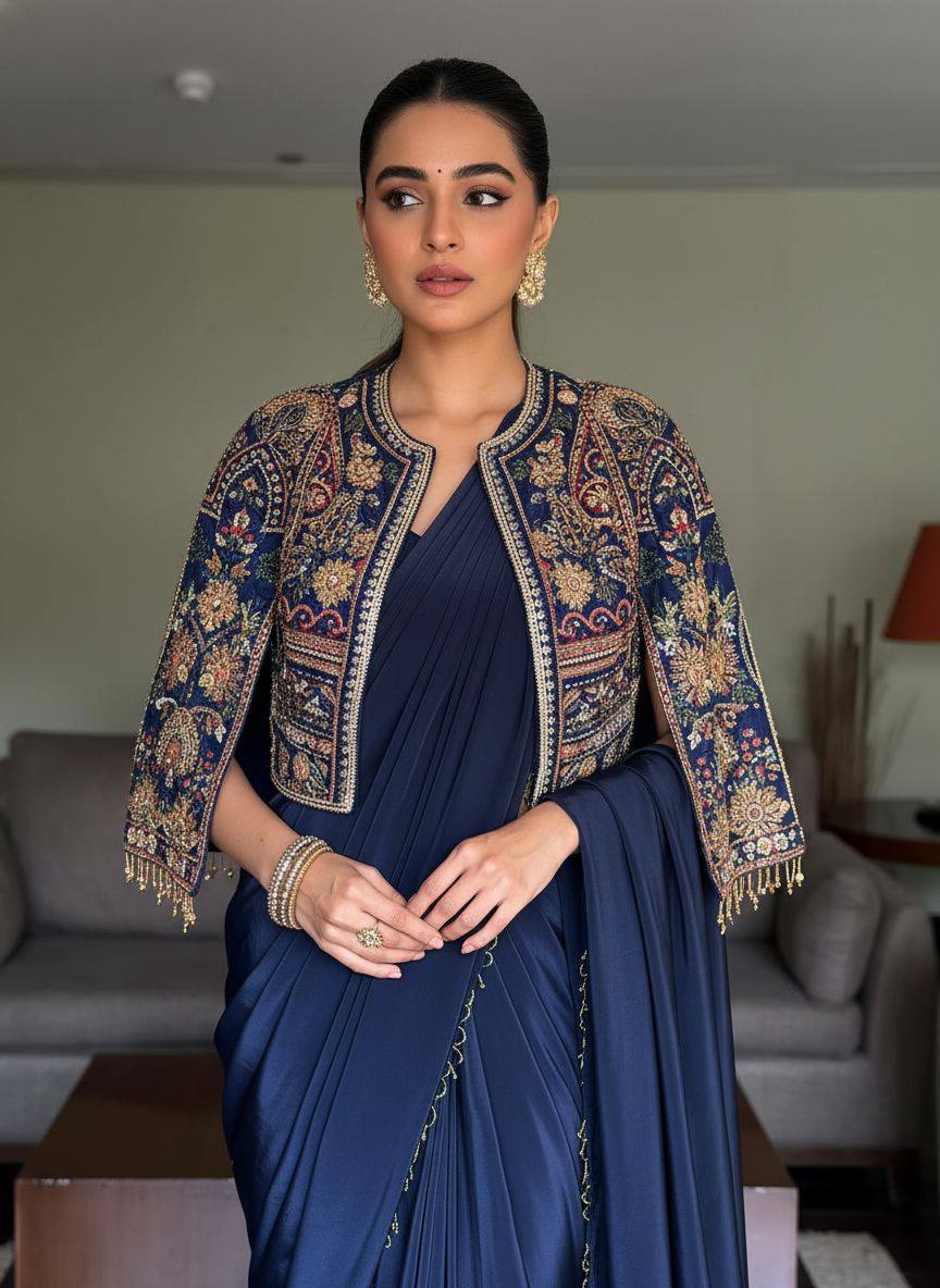Festive Glow Designer Chinon Lehenga Saree Ensemble