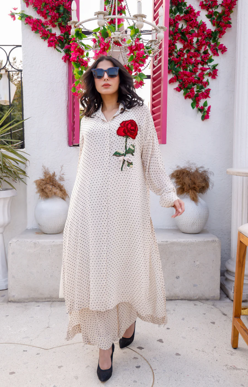 White Schiffli Embroidered Suit with Zari Work – Elegant Festive Wear