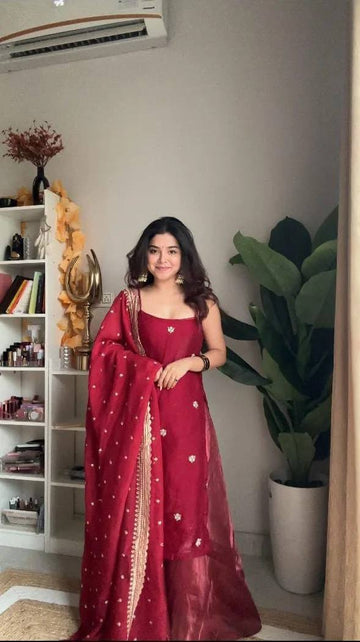 Maroon Festive Ethnic Traditional Suit Set