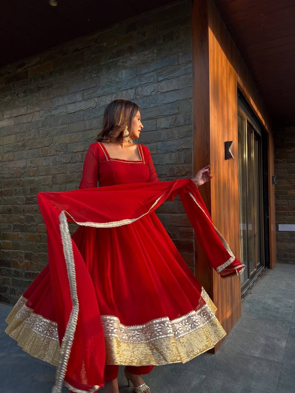 Classic Festive Wear Anarkali Suit Set With Dupatta