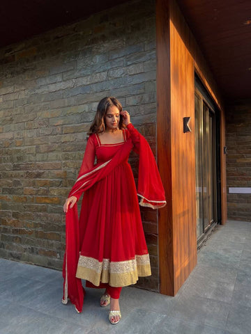 Classic Festive Wear Anarkali Suit Set With Dupatta