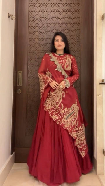 Designer Embroidered Lehenga Blouse with Shrug Set