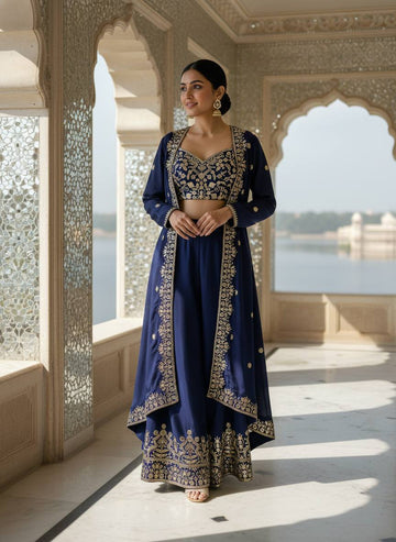 Elegant Embroidered Crop Top Palazzo Ensemble