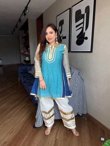 Celebrity Inspired Chinon Co-Ord Set with Gota Patti Work