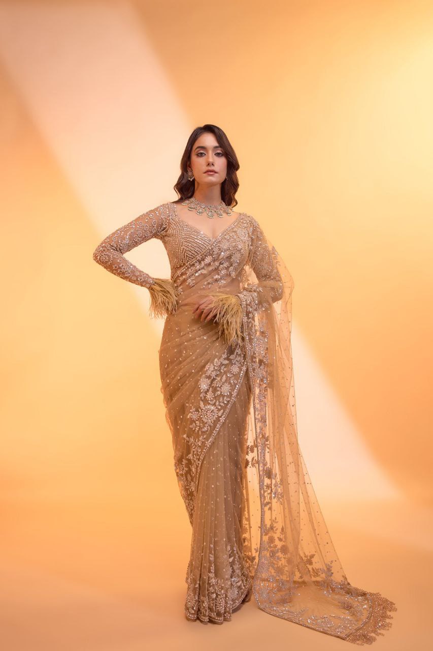 Elegant Midnight Sequin Designer Saree