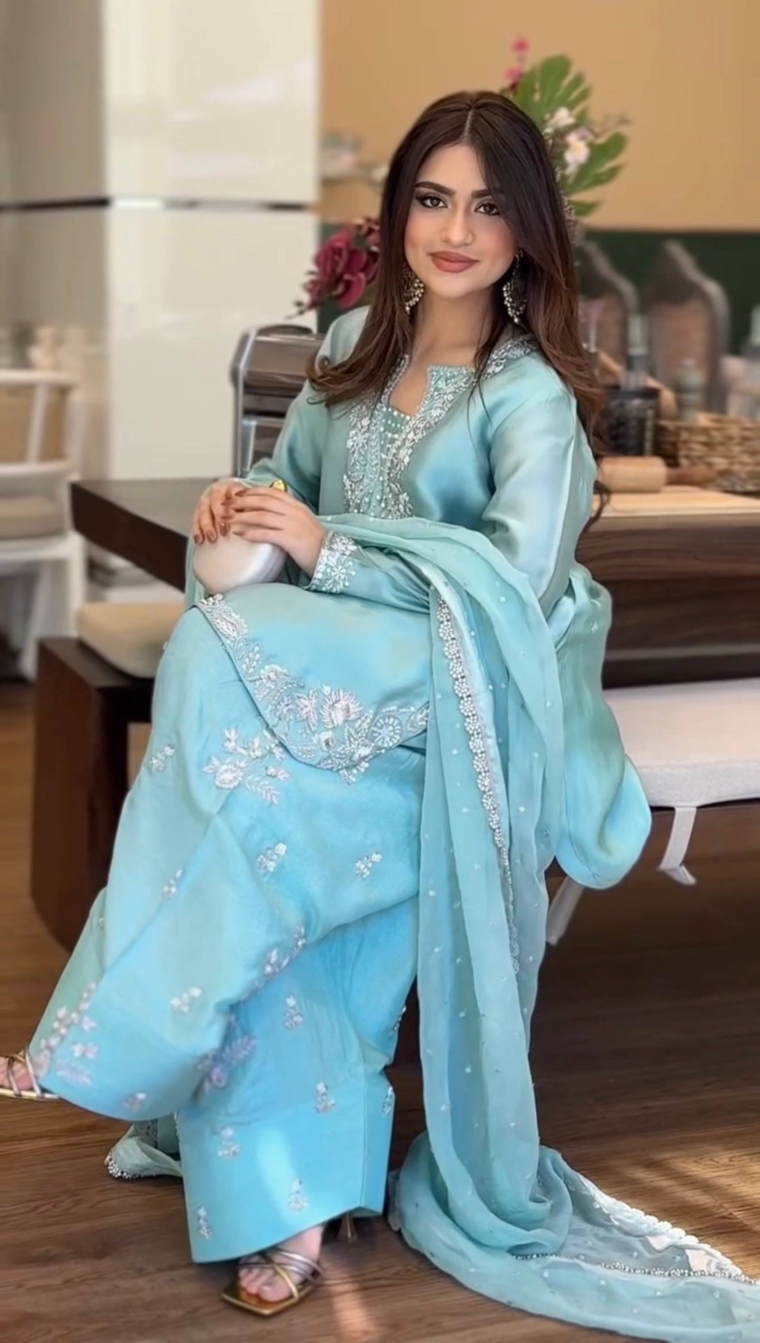 Celeste Glow Designer Farshi Palazzo Outfit