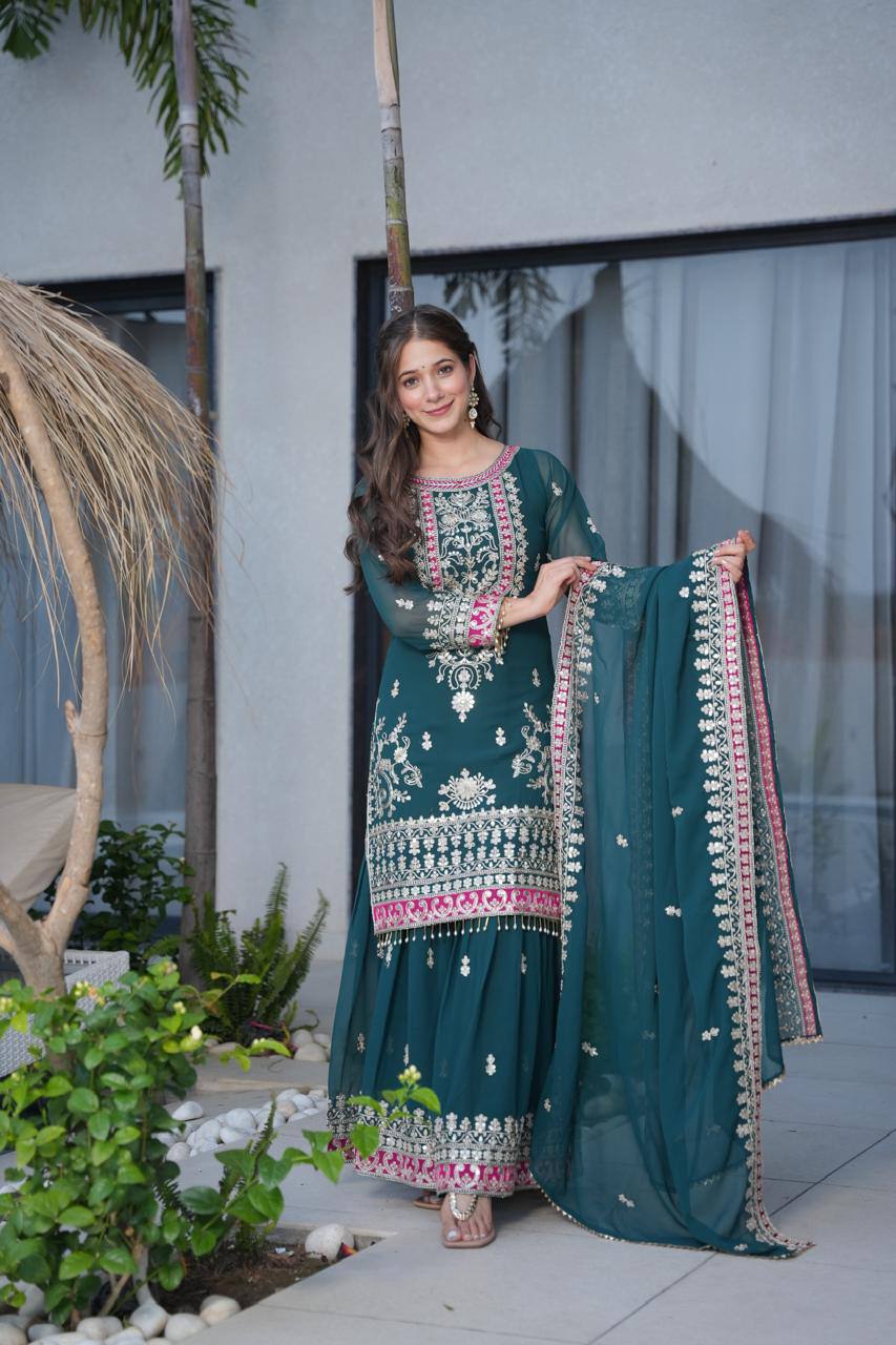Azure Radiance Palazzo Suit Set