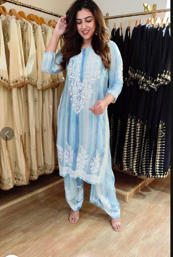 Premium Rayon Embroidered Kurta Palazzo Set