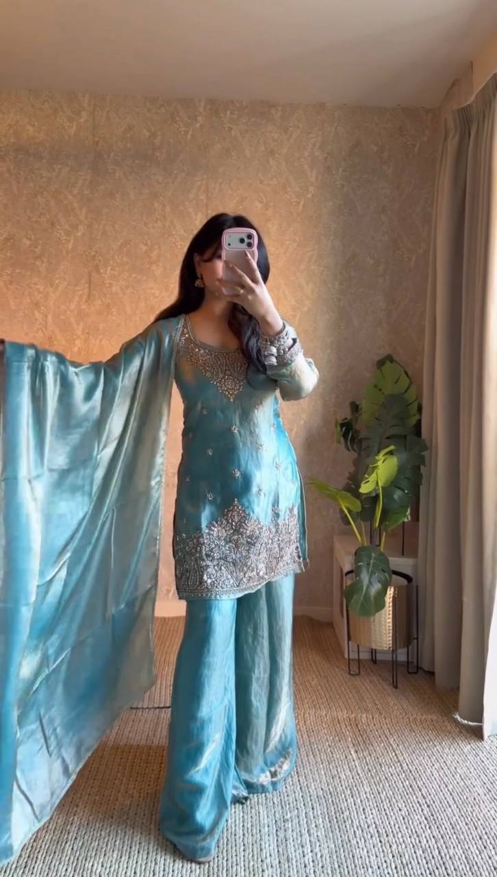 Zehra Fendy Silk Lace Palazzo Set
