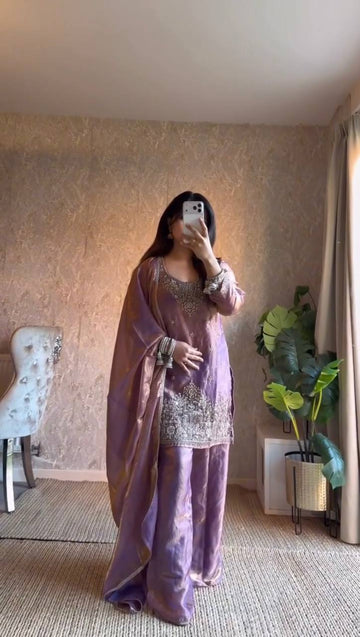 Zehra Fendy Silk Lace Palazzo Set