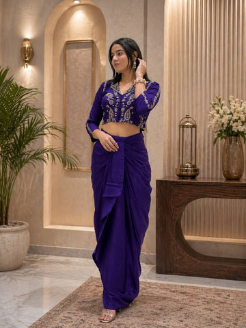 Ruvika Shimmer Chinon Dhoti Co-Ord Set
