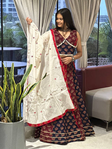 Royal Patchwork Ajrakh Print Lehenga Choli with Dupatta